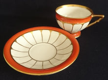 Lade das Bild in den Galerie-Viewer, 2er ESPRESSO SAMMELGEDECK - Porzellan, Goldrand Sreifen Linien Motiv Dekor