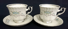 Lade das Bild in den Galerie-Viewer, 2er Set 2er KAFFEEGEDECKE - Porzellan, Platin Linien Rand Flora Blumen Blüten Pflanzen Motiv Dekor