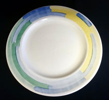 Lade das Bild in den Galerie-Viewer, SPEISETELLER - Keramik / Steingut, Regenbogen Balken Striche Streifen Linien Motiv Dekor