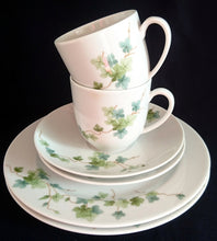 Lade das Bild in den Galerie-Viewer, 2er KAFFEEGEDECK - Porzellan, Flora Blatt Blätter Ranken Efeu Motiv Dekor (BC)