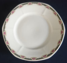 Lade das Bild in den Galerie-Viewer, DESSERTTELLER - Porzellan, Goldrand Rosenblüten Bouquet Punkte Kreise Motiv Dekor