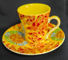 Lade das Bild in den Galerie-Viewer, 2er ESPRESSOGEDECK - Porzellan, Abstrakt Geometrisch Diamanten Glas Splitter Motiv Dekor