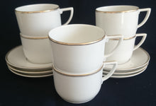 Lade das Bild in den Galerie-Viewer, 2er Set KAFFEETASSEN - Porzellan, Goldrand Klassisch Linien Motiv Dekor