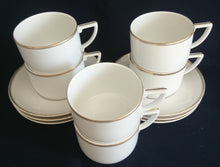 Lade das Bild in den Galerie-Viewer, 2er Set 2er KAFFEEGEDECKE - Porzellan, Goldrand Klassisch Linien Motiv Dekor