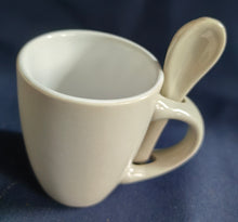 Lade das Bild in den Galerie-Viewer, ESPRESSO~ KAFFEETASSE & LÖFFEL - Keramik / Steingut, Moderne Einfärbige Form Dekor (Grau)