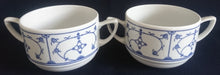 Lade das Bild in den Galerie-Viewer, 2er Set SUPPENTASSEN - Porzellan, Indisch Blau Strohblume Motiv Dekor (oBE)