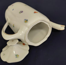 Lade das Bild in den Galerie-Viewer, 5er Set KAFFEEKANNE MIT DECKEL & MILCHKÄNNCHEN & ZUCKERDOSE MIT DECKEL - Porzellan, Florale Blumen Blüten Pflanzen Gold Linien Motiv Dekor