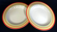 Lade das Bild in den Galerie-Viewer, SUPPENTELLER - Porzellan, Streifen Balken Linien Regenbogenfarben Motiv Dekor (BC)