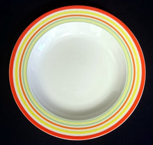 Lade das Bild in den Galerie-Viewer, 2er Set SUPPENTELLER - Porzellan, Streifen Balken Linien Regenbogenfarben Motiv Dekor (BC)
