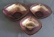 Lade das Bild in den Galerie-Viewer, 3er Set BEILAGENSCHÜSSELN - Hartglas, Linien Wölbungen Relief Motiv Dekor