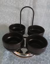 Lade das Bild in den Galerie-Viewer, 5er Set BEILAGENSCHÄLCHEN & SERVIERSTÄNDER - Edelstahl & Keramik , Einfärbiges Modernes Designform Motiv Dekor