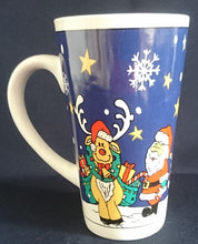 Lade das Bild in den Galerie-Viewer, GETRÄNKE TASSENPOTT - Keramik / Steingut, Comic Rentier Weihnachtsmann Schneeflocken Sterne Motiv Dekor (BC)