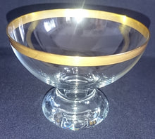 Lade das Bild in den Galerie-Viewer, 2er Set EIS~ DESSERTSCHALEN - Hartglas, Modernes Band Breiter Linien Golddekor Motiv