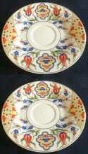 Lade das Bild in den Galerie-Viewer, 2er Set MOCCA UNTERTASSEN "Junbostar" - Porzellan, Goldrand Linien Flora Blumenblüten Pflanzen Motiv Dekor