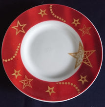 Lade das Bild in den Galerie-Viewer, UNTERTASSE "Flirt" "Gold Stern" - Porzellan, Advent Weihnachtssterne Breiter Motiv Dekorrand (BC)