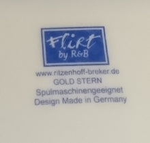 Lade das Bild in den Galerie-Viewer, UNTERTASSE "Flirt" "Gold Stern" - Porzellan, Advent Weihnachtssterne Breiter Motiv Dekorrand (BC)