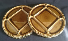 Lade das Bild in den Galerie-Viewer, 2er Set FONDUETELLER (5 Kammer) "Studio Linie" "Brotzeit" - Keramik / Steingut, Abstraktes Kreise Striche Blüten Motiv Dekor (BC)