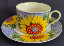 Lade das Bild in den Galerie-Viewer, 2er KAFFEEGEDECK - Porzellan, Flora Sommer Sonnenblumen Blüten Motiv Dekor
