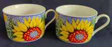 Lade das Bild in den Galerie-Viewer, 2er KAFFEEGEDECK - Porzellan, Flora Sommer Sonnenblumen Blüten Motiv Dekor