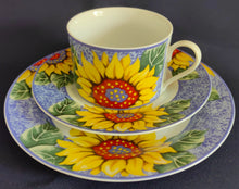 Lade das Bild in den Galerie-Viewer, 2er KAFFEEGEDECK - Porzellan, Flora Sommer Sonnenblumen Blüten Motiv Dekor