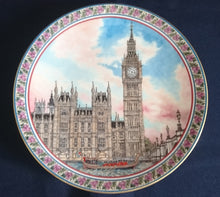Lade das Bild in den Galerie-Viewer, SAMMELTELLER "Famous Landmarks" - Porzellan, Famous Landmarks Big Ben Stadt City London Tower Rosen Goldrand Linien Motiv Dekor, Designerin Sue Scullard (BC)