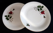 Lade das Bild in den Galerie-Viewer, SPEISETELLER - Porzellan, Flora Rosenblumen Blüten Blatt Blätter Goldrand Motiv Dekor