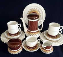 Lade das Bild in den Galerie-Viewer, 3er KAFFEEGEDECK - Porzellan, Geometrisches Abstraktes Wellen Zeichen Streifen Balken Motiv Dekor