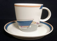 Lade das Bild in den Galerie-Viewer, ESPRESSO~ KAFFEETASSE "York Cubic" - Porzellan, Abstrakt Geometrisches Balken Rechteck Geschwungene Streifen Motiv Dekor