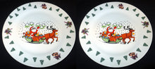 Lade das Bild in den Galerie-Viewer, 2er Set DESSERTTELLER - Porzellan, Weihnachtsmann Schlitten Rentier Schneeflocken Baum Bäume Motiv Dekor