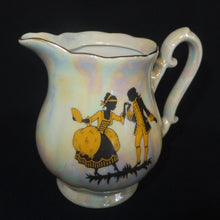 Lade das Bild in den Galerie-Viewer, 5er Set MOCCA KAFFEEKANNE MIT DECKEL / MILCHKÄNNCHEN / ZUCKERDOSE MIT DECKEL - Porzellan, Perlmutt Goldrand Rokoko Tanzpaar Motiv Dekor