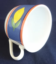 Lade das Bild in den Galerie-Viewer, 2er Set 2er KAFFEEGEDECK - Porzellan, Balken Linien Zitronenfrucht Früchte Motiv Dekor