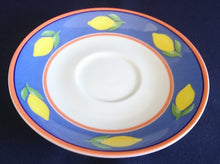 Lade das Bild in den Galerie-Viewer, 2er Set 2er KAFFEEGEDECK - Porzellan, Balken Linien Zitronenfrucht Früchte Motiv Dekor