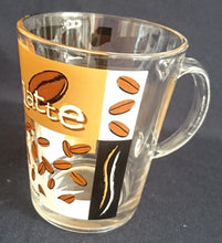 Lade das Bild in den Galerie-Viewer, KAFFEETASSE - Hartglas, Tassen Kaffeebohnen Abstrakt Aufschrift Motiv Dekor