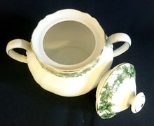 Lade das Bild in den Galerie-Viewer, ZUCKERDOSE MIT DECKEL - Porzellan, Blatt Blätter Abstrakt Symbollinien Motiv Goldrand Dekor