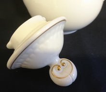 Lade das Bild in den Galerie-Viewer, MOCCA KAFFEEKANNE MIT DECKEL "Friesland Atlantis" - Porzellan, Goldrand Abstrakt Muschel Fisch Schuppen Relief Dekor