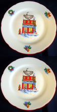 Lade das Bild in den Galerie-Viewer, 3er TEEGEDECK - Porzellan, Haus Kinder Fahrrad Schneemann Linien Randdekor