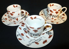 Lade das Bild in den Galerie-Viewer, 2er MOCCAGEDECK - Porzellan, Kaffeebohnen / Aufschrift Coffee Dekor