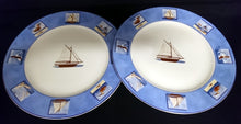 Lade das Bild in den Galerie-Viewer, SPEISETELLER - Porzellan, Hafen Segelschiffe Motiv Randdekor