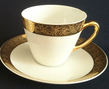 Lade das Bild in den Galerie-Viewer, 2er KAFFEEGEDECK - Porzellan, Goldrand Breit Abstrakt Geometrisch Pflanzen Flora Motiv Dekor