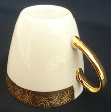Lade das Bild in den Galerie-Viewer, KAFFEETASSE - Porzellan, Goldrand Breit Abstrakt Geometrisch Pflanzen Flora Motiv Dekor