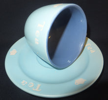 Lade das Bild in den Galerie-Viewer, 2er TEEGEDECK - Keramik / Steingut, Hell & Dunkel Blau, 2färbiges Teekannen Motiv Tea Aufschrift Dekor