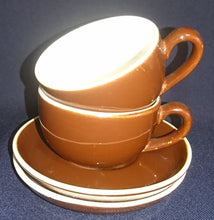 Lade das Bild in den Galerie-Viewer, 4er Set MOCCAGEDECKE - Keramik / Steingut, Weißer Rand Einfärbiges Dekor