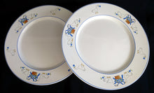 Lade das Bild in den Galerie-Viewer, SPEISETELLER - Keramik / Steingut, Rand Linien Gänse Blumen Blüten Schleife Korb Motiv Dekor