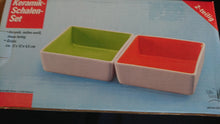 Lade das Bild in den Galerie-Viewer, 2er Set DESSERTSCHALEN "Villa Loca" - Keramik / Steingut, Zweifärbiges Quadratische Viereck Form Modern Style Dekor