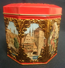 Lade das Bild in den Galerie-Viewer, LEBKUCHENDOSE MIT DECKEL - Metall / Blech, Gemälde Bilder verschiedene Künstler Aufschrift Motiv Dekor (G)