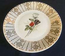 Lade das Bild in den Galerie-Viewer, 3er TEE SAMMELGEDECK - Porzellan, Klassisch Style, Rosen Blumenblüten Abstraktes Geometrisches Karo Gold Dekor