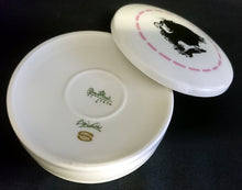 Lade das Bild in den Galerie-Viewer, BONBONIERE "Studio Linie" - Porzellan, Runde Schalen Form, Linien Striche Frau Vogel Motiv Dekor, Björn Wiinblad Design (G)