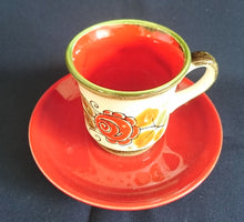 Lade das Bild in den Galerie-Viewer, 3er KAFFEEGEDECK "Tirol" - Keramik / Steingut, Rosen Motiv Dekor, Handbemalt