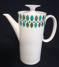 Lade das Bild in den Galerie-Viewer, KAFFEEKANNE MIT DECKEL - Porzellan, Karo Ovalkreis Geometrisches Dekor