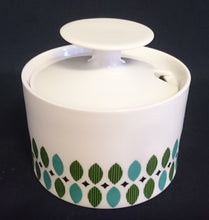 Lade das Bild in den Galerie-Viewer, ZUCKERDOSE MIT DECKEL - Porzellan, Karo Ovalkreis Geometrisches Dekor